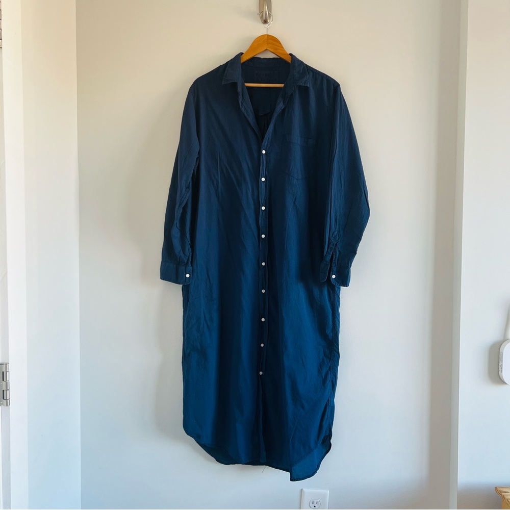 Frank & Eileen Rory Woven Long Dress in Navy Blue 100% Organic Cotton Size XL - Picture 2 of 10